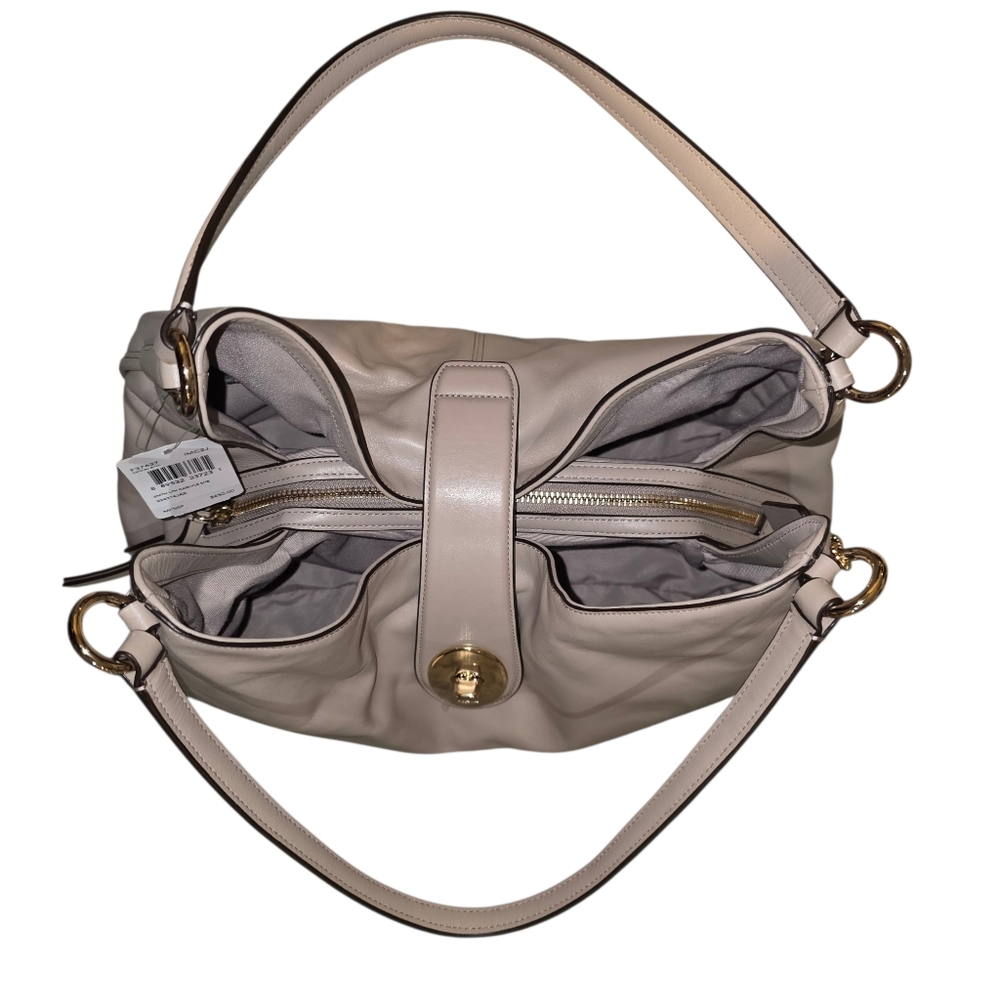 Coach Carlyle NWT F37637 Smooth Leather Shoulder Bag - Grey Birch & Dustbag - Picture 7 of 13